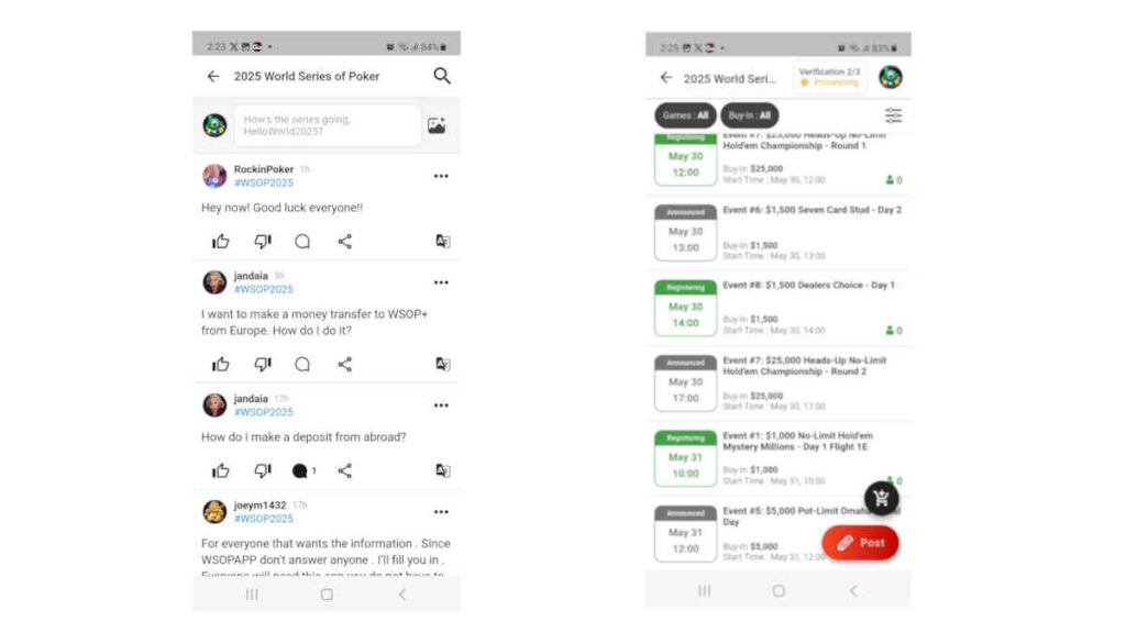 wsop+ app features