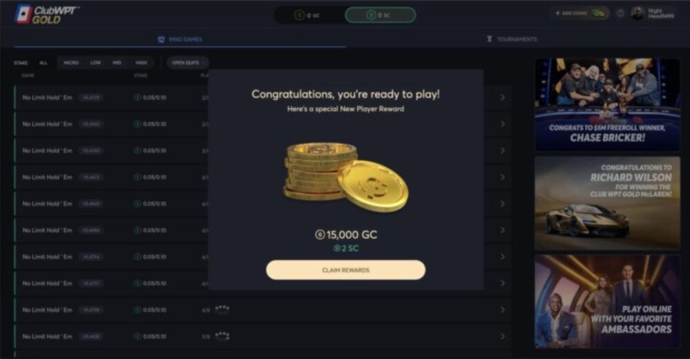 ClubWPT Gold Welcome Bonus and promotions