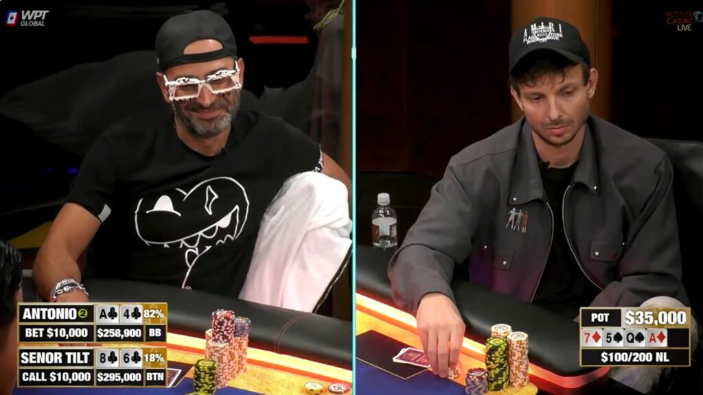 best live streamed hands, Antonio Esfandiari, Senor Tilt, Hustler Casino Live