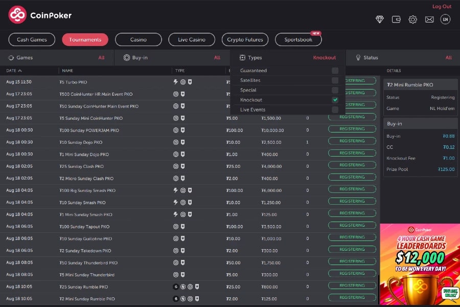 Game Selection at CoinPoker