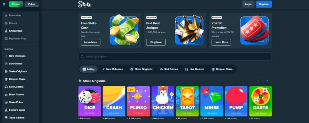 Stake.us Crypto Social Casino – #1. WOW Vegas Alternative