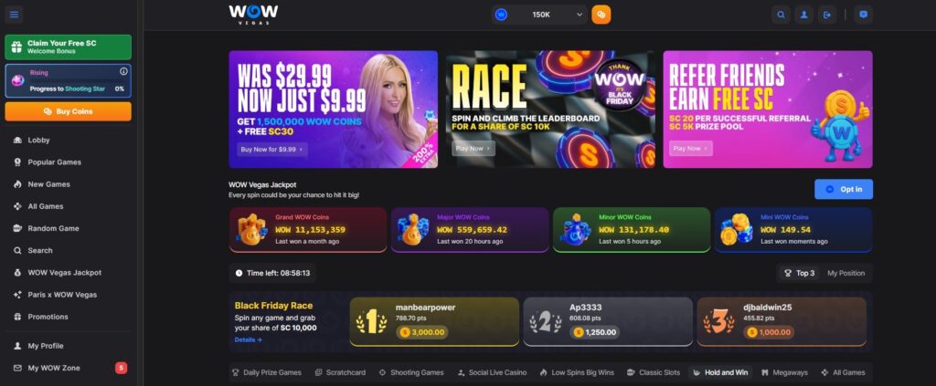 WOW Vegas Casino Features