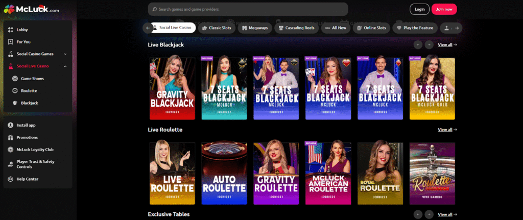 McLuck with Live Casino – #3 Real Prize Casino Alternative