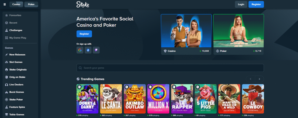 Stake.us Crypto Social Casino – #3. Global Poker Alternative