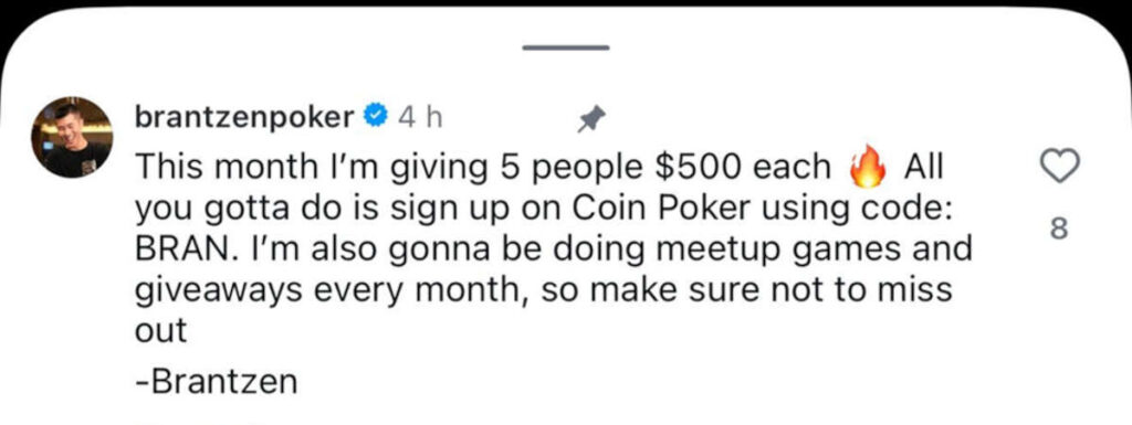 brantzen poker giveaway