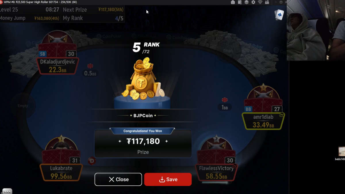 coinpoker airplane stream