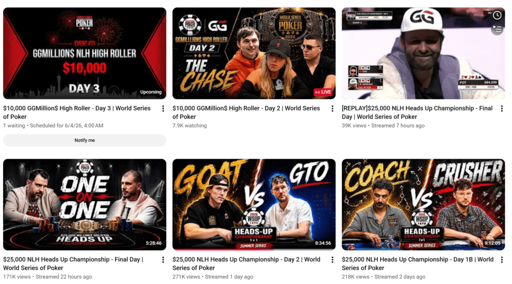 world series of poker, wsop, youtube