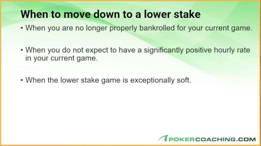 when to move down in poker