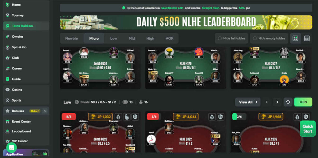 bcpoker software cash games