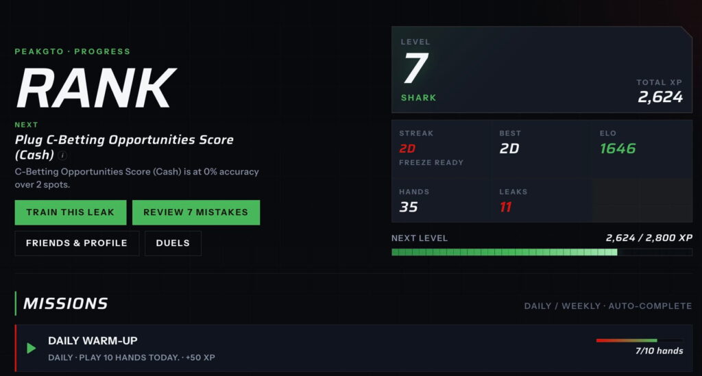 PeakGTO introduces rank tracking