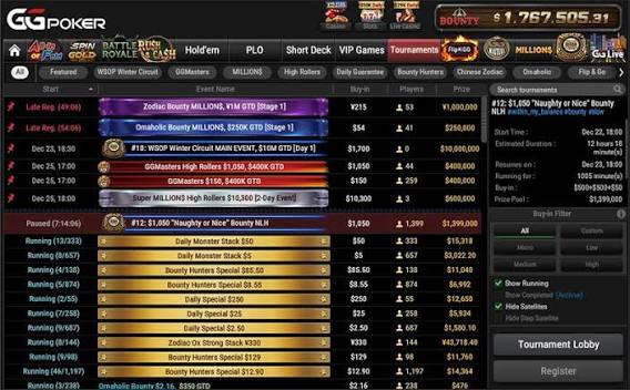 ggpoker, tournament schedule
