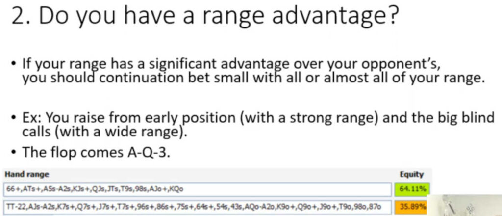 c-betting based on range advantage